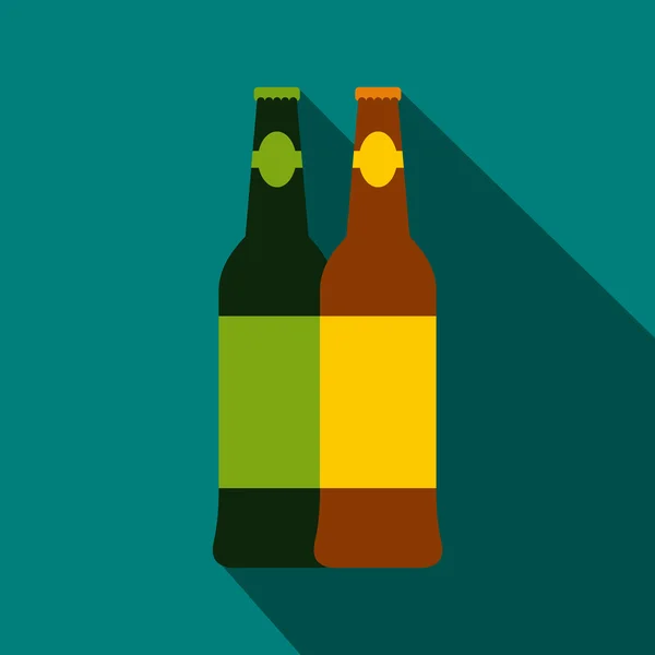 Két üveg sört ikon, lapos stílusú — Stock Vector