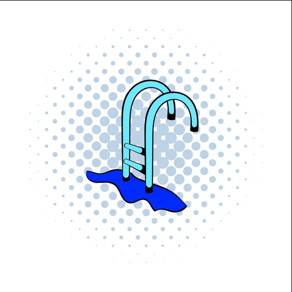 Schody do bazénu komiks ikona — Stockový vektor