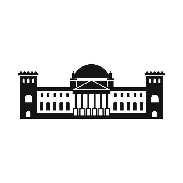 German Reichstag building icon, flat style — Stock Vector