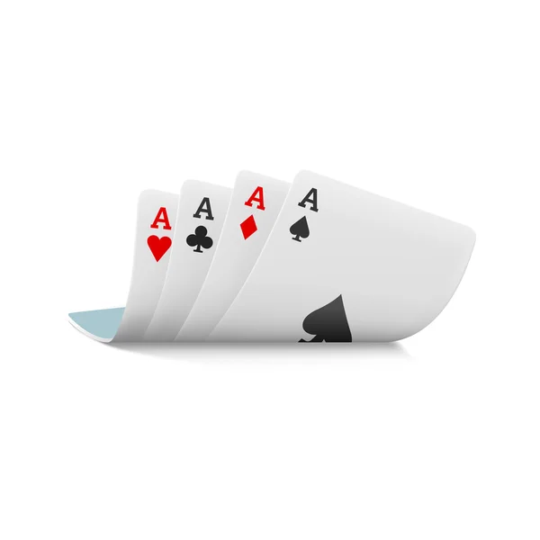 Vier Asse Spielkarten-Symbol, realistischer Stil — Stockvektor