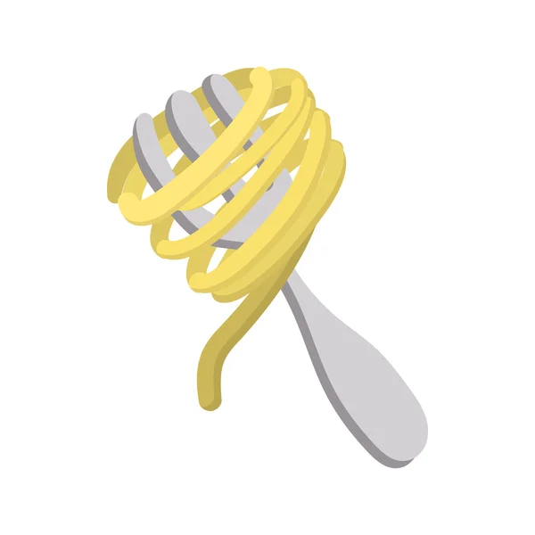 Spaghetti on a fork icon, cartoon style — Stock Vector