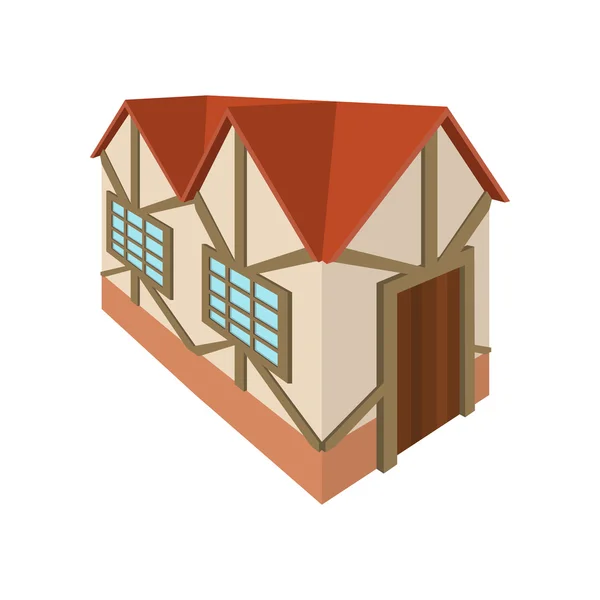 Casa con entramado de madera en Alemania icono, estilo de dibujos animados — Vector de stock