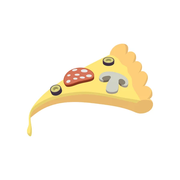 Rebanada de icono de pizza, estilo de dibujos animados — Archivo Imágenes Vectoriales