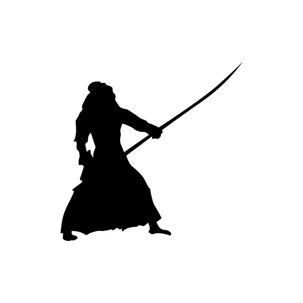 Samuray siluet siyah — Stok Vektör