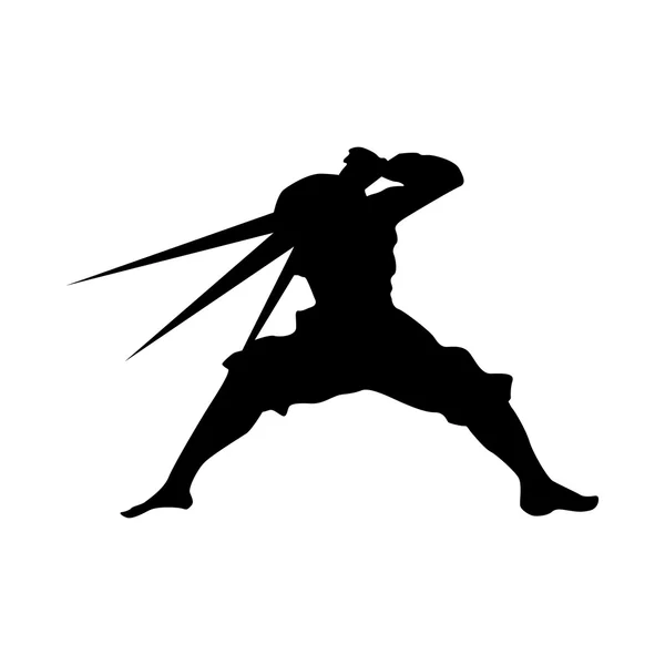 Samurai silueta negro — Vector de stock