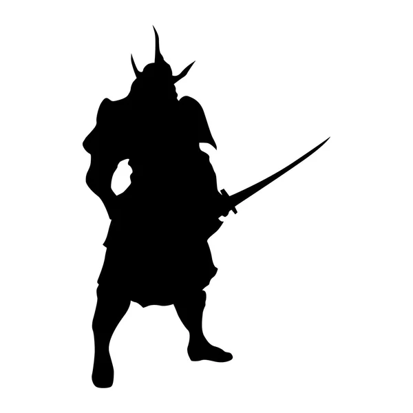 Samurai silhouet zwart — Stockvector