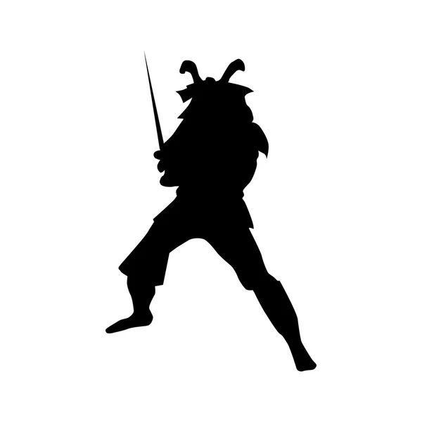 Samurai silueta negro — Vector de stock