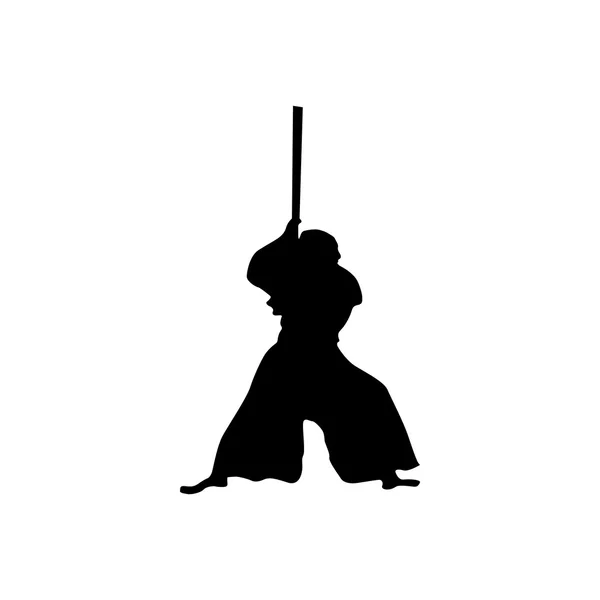 Silhouette samouraï noir — Image vectorielle