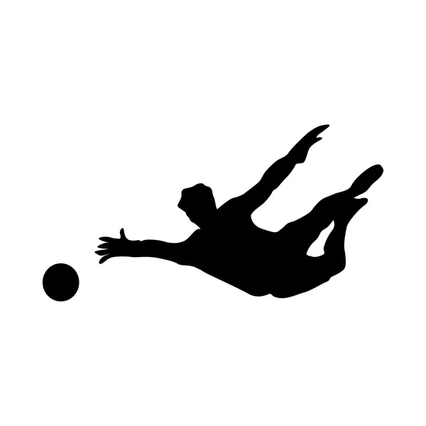 Fútbol portero silueta — Vector de stock