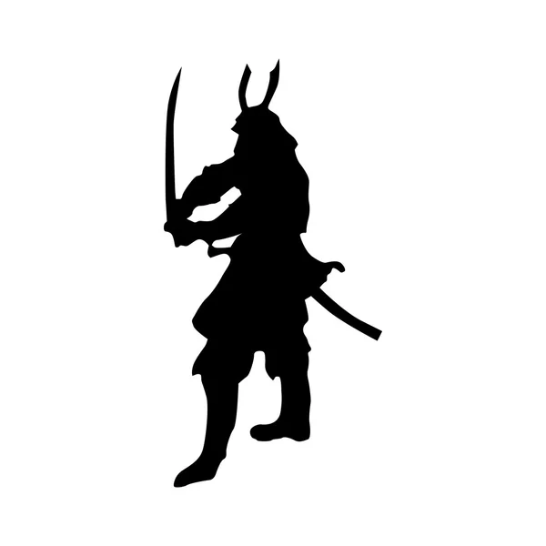 Samurai silhouette black — Stock Vector