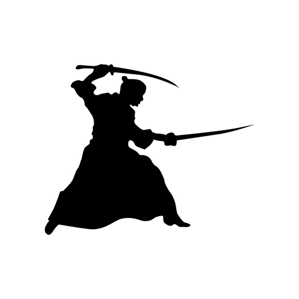 Samurai silhouette black — Stock Vector