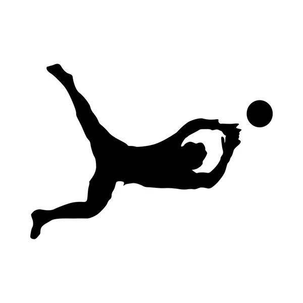 Fútbol portero silueta — Archivo Imágenes Vectoriales