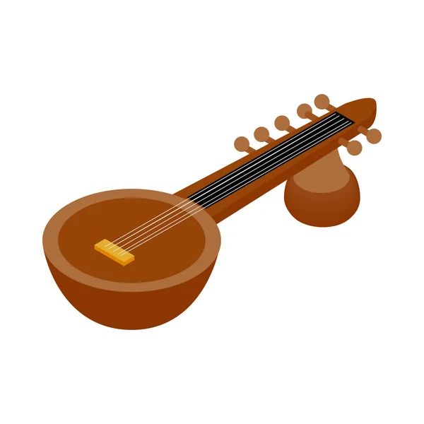 Traditional Indian sarod icon, isometric 3d style — Stock Vector