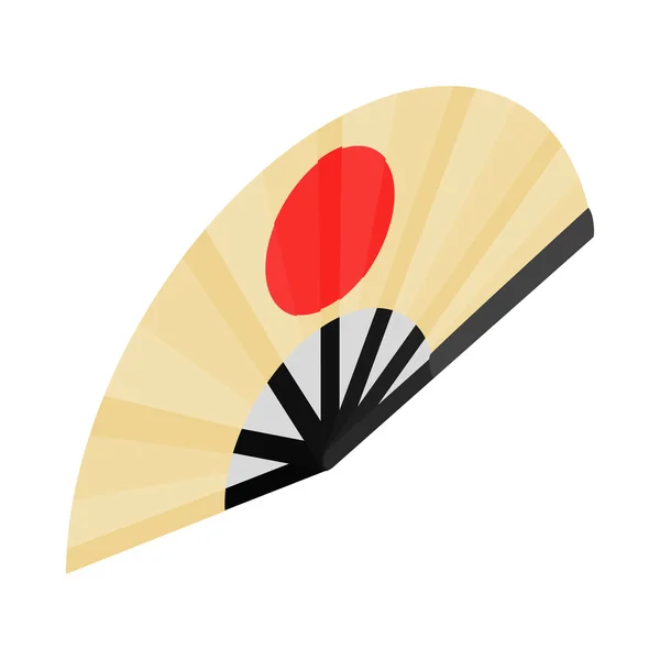 Jepang melipat kipas dengan ikon matahari terbit - Stok Vektor