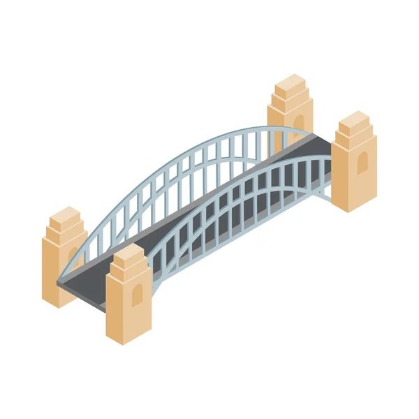 Ícone da ponte do porto de Sydney, estilo 3D isométrico — Vetor de Stock
