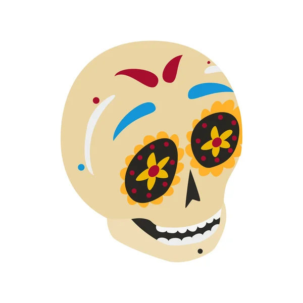 Mexican skull icon, isometric 3d style — Stock Vector