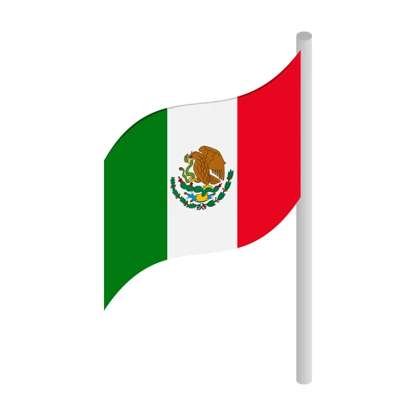 Bandera de México icono, estilo isométrico 3d — Vector de stock