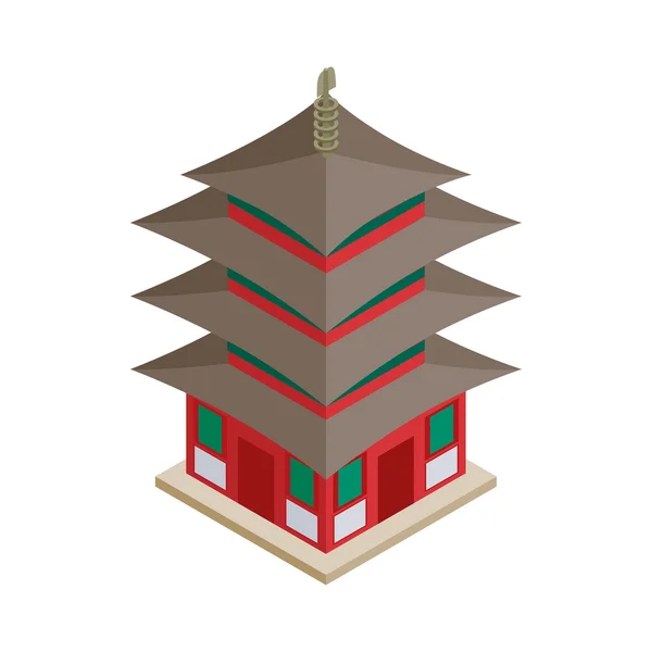 Icône de pagode, style 3d isométrique — Image vectorielle