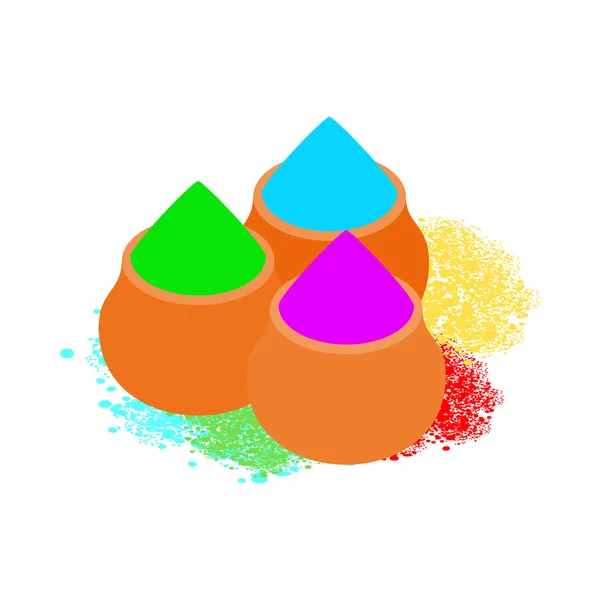 Icono colorido de los polvos de la tika, estilo 3d isométrico — Vector de stock