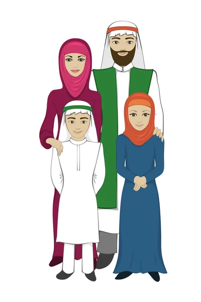 Müslüman aile kavramı, düz stil — Stok Vektör