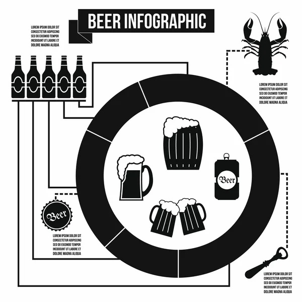 Bier infographic, eenvoudige stijl — Stockvector