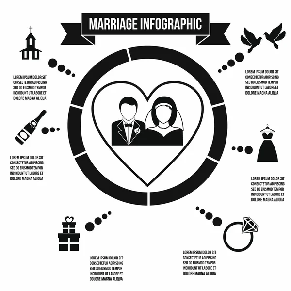 Esküvő házasság infographic — Stock Vector