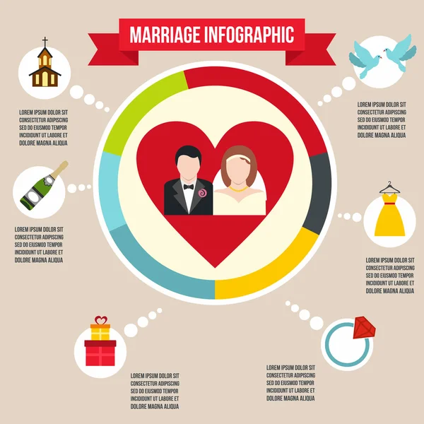 Esküvő házasság infographic — Stock Vector