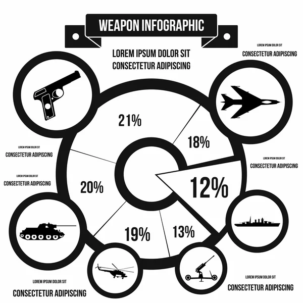 Plantilla de infografía militar, estilo simple — Vector de stock