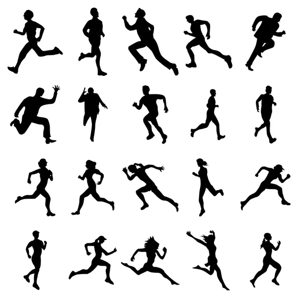 Running silhouettes set — Stock Vector