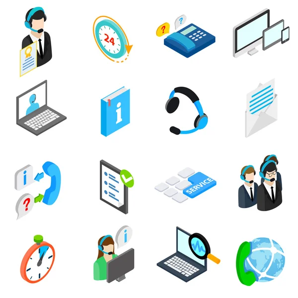 Set di icone di servizio per computer, stile isometrico 3d — Vettoriale Stock