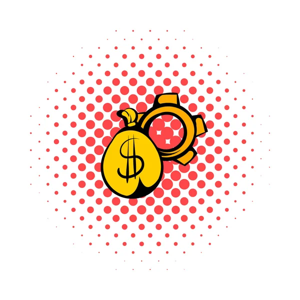 Icône sac d'argent, style BD — Image vectorielle
