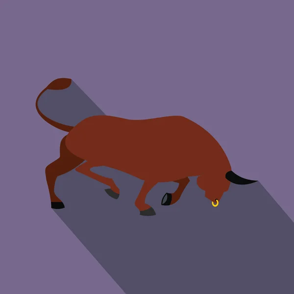 Icono de toro marrón, estilo plano — Archivo Imágenes Vectoriales