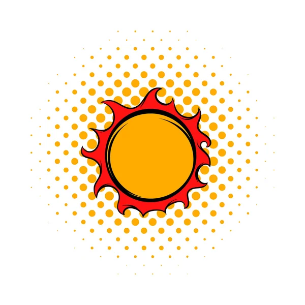 Icono del sol brillante, estilo cómics — Vector de stock