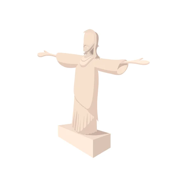 Estatua de Jesucristo, icono de Río de Janeiro, estilo de dibujos animados — Archivo Imágenes Vectoriales