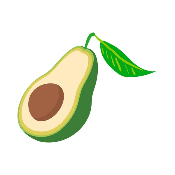 Die Hälfte der Avocado-Ikone im Cartoon-Stil — Stockvektor