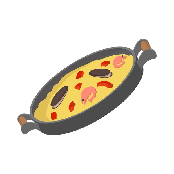 Skaldjur Paella ikon, tecknad stil — Stock vektor