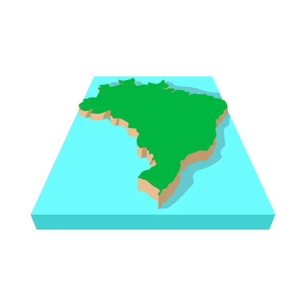 Brasil mapa ícone, estilo dos desenhos animados — Vetor de Stock
