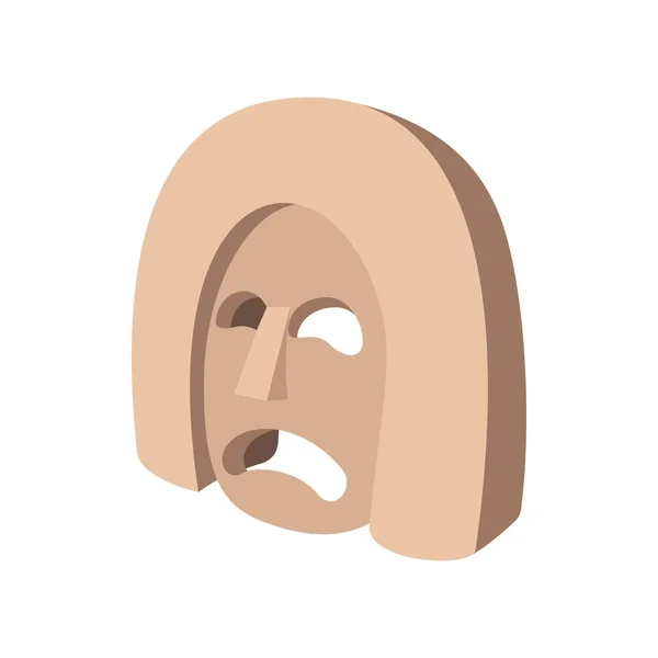 Icône masque en pierre, style dessin animé — Image vectorielle