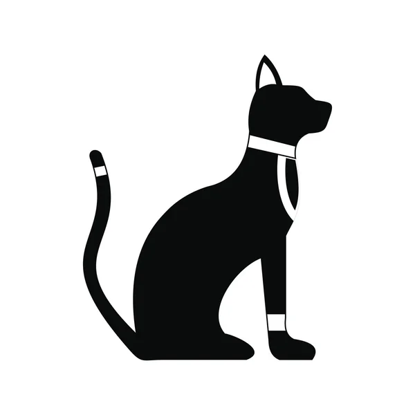 Ícone de gato egípcio preto, estilo simples — Vetor de Stock