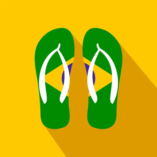 Brazil flip flops ikon, lapos stílusú — Stock Vector