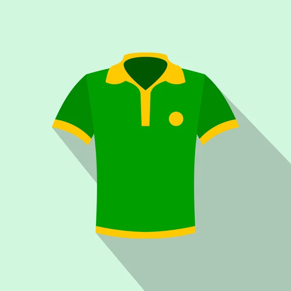 Brazilian yellow and green soccer shirt icon, flat style — Stock Vector