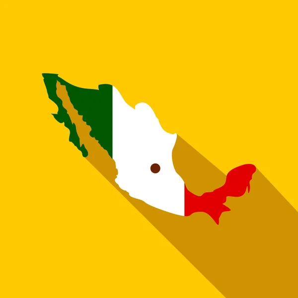 Mapa de México con la imagen del icono de la bandera nacional, plano — Vector de stock