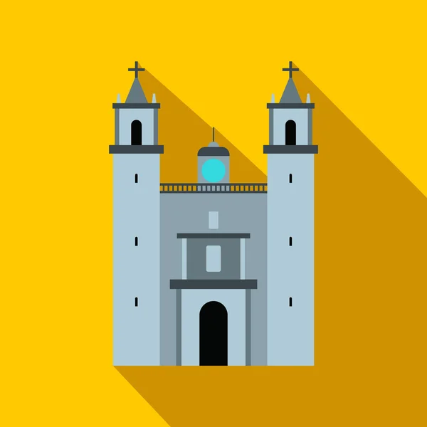 大教堂在巴拉多利德，墨西哥图标，平面样式 — 图库矢量图片