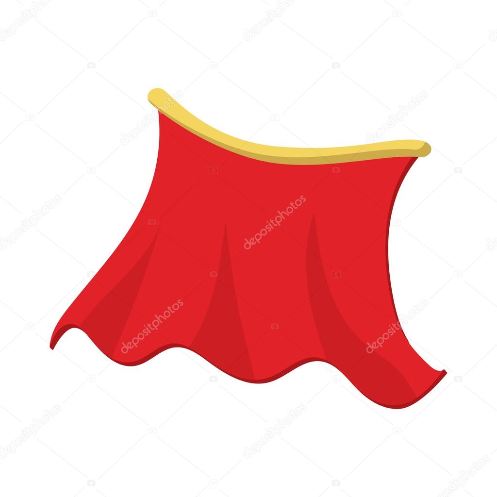 Red cape icon, cartoon style