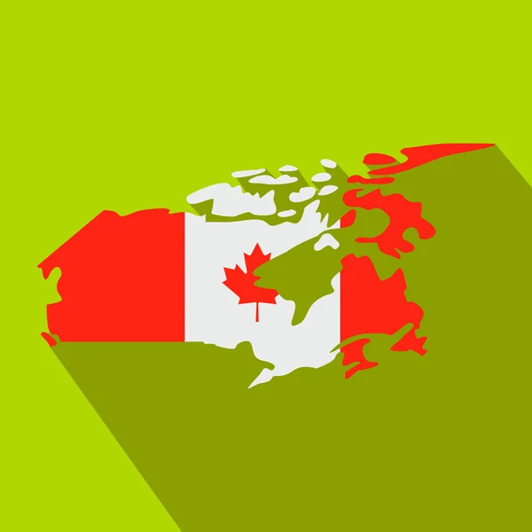 A nemzeti zászló ikonra, lapos stílusú képpel Kanada Térkép — Stock Vector