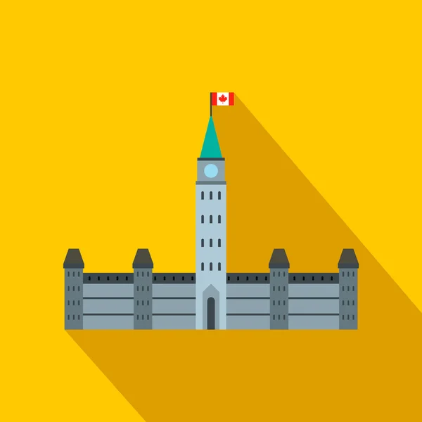 Edificios del Parlamento, icono de Ottawa, estilo plano — Vector de stock