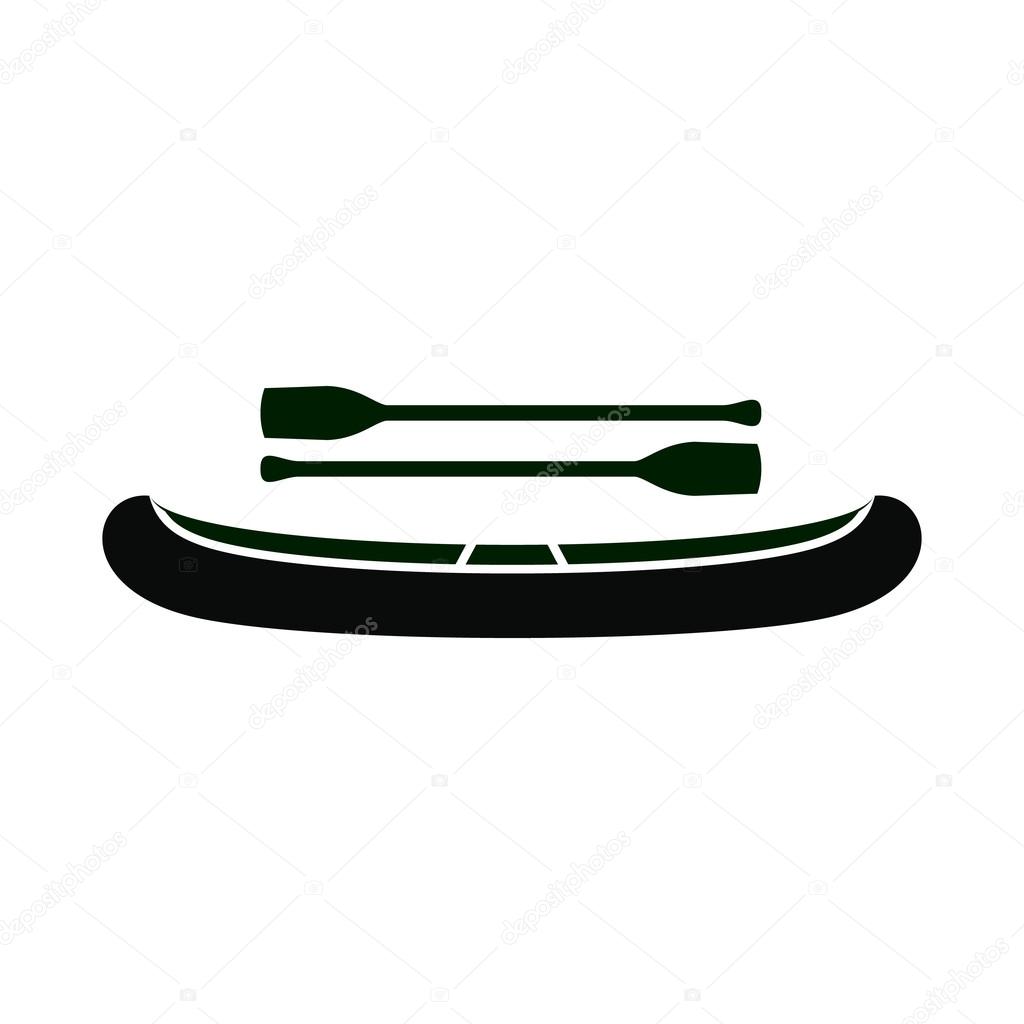 Kayak with oars icon, simple style