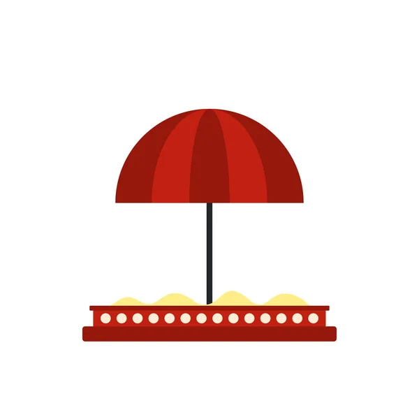 Crianças sandbox com ícone de guarda-chuva vermelho — Vetor de Stock