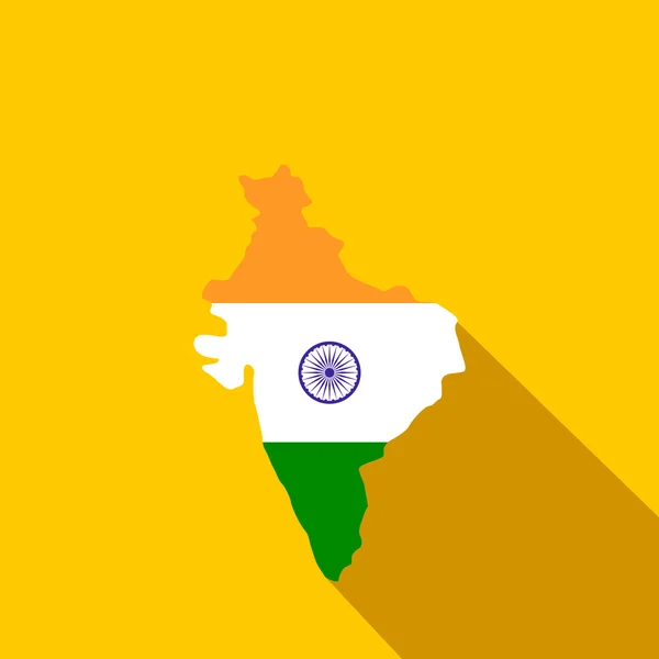 Mapa Indie s obrazem státní vlajka ikonu, ploché styl — Stockový vektor