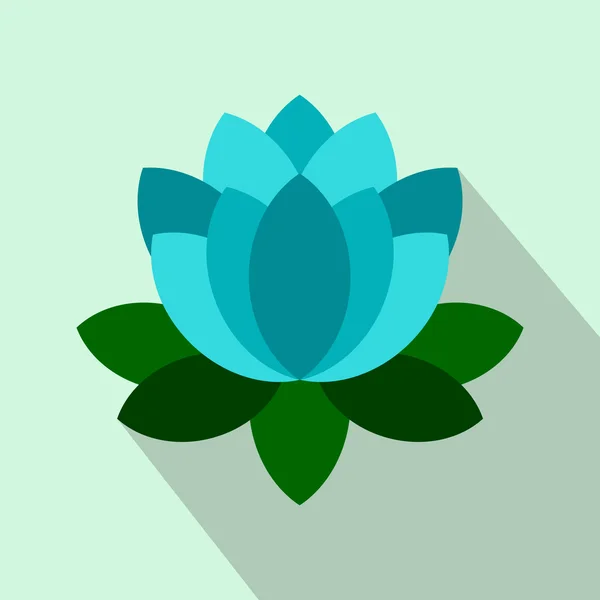 Icono de flor de loto azul, estilo plano — Vector de stock